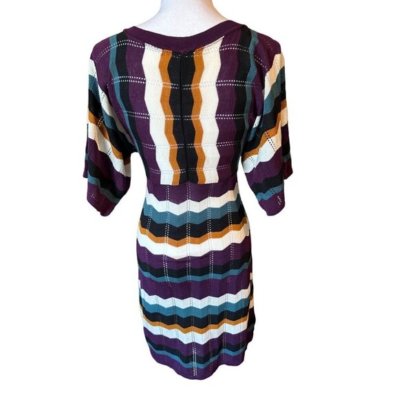 American Rag Knit Sweater Dress Lightweight Sz XS Scalloped Hem Sleeve Burgundy - Picture 2 of 11